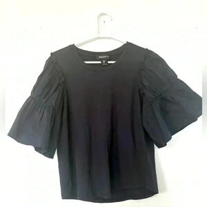 BAILEY 44 95% cotton top with Flutter sleeves. Dark navy color
